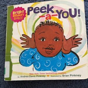 Peek-a-You! Bright Brown Baby Board Book - Blue Outfit
